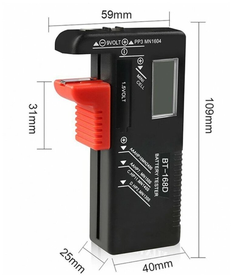 Тестер батарей и аккумуляторов ANENG BT-168D - фотография № 4