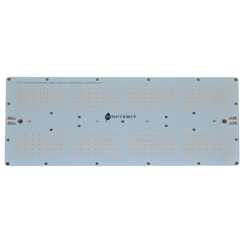 Комплект 1.9.1 Quantum board Samsung 2835 lm281b+pro 3000K + SMD 5050 660nm, 60Вт 18х39см