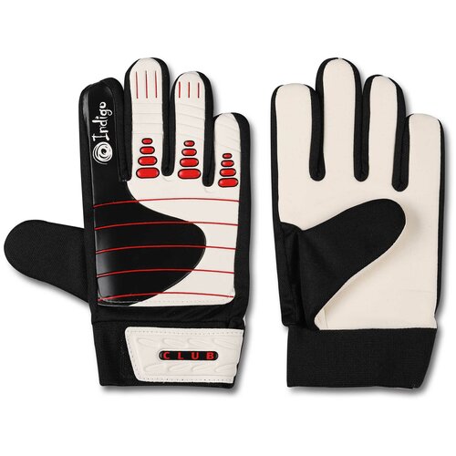 Перчатки Indigo, размер 9, черный, белый перчатки футбольные вратарские пвх 12