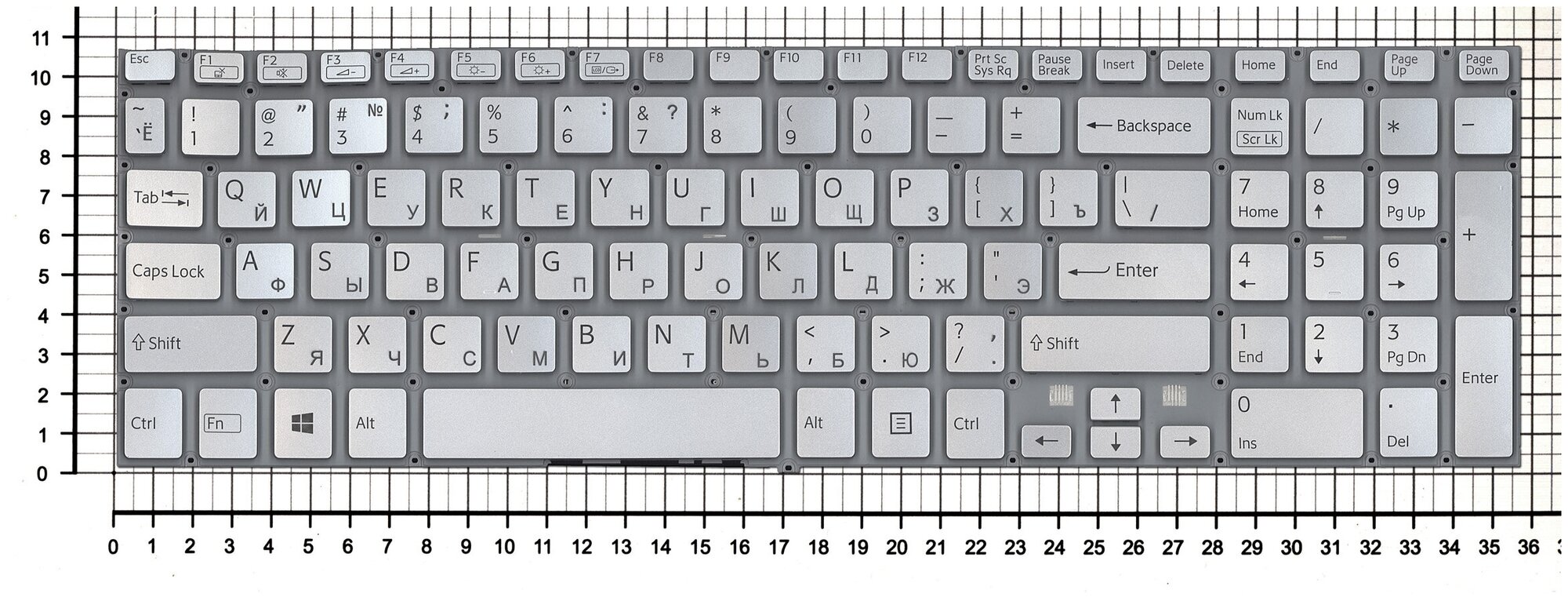 Клавиатура для ноутбука Sony Vaio AEHK97010103A серебристая с поддержкой подсветки