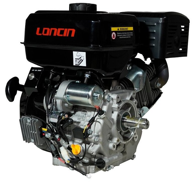 Двигатель бензиновый Loncin LC192FD (A type) D25 7А (20л. с, 459куб. см, вал 25мм, ручной и электрический старт, катушка 7А) — фото 4