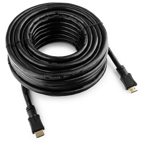 Кабель HDMI - HDMI, М/М, 15 м, v1.4, поз. р, экр, Cablexpert, CC-HDMI4-15M кабель hdmi cablexpert cc hdmi4 15m 19м 19м v1 4 позолоченные разъемы 15 метров