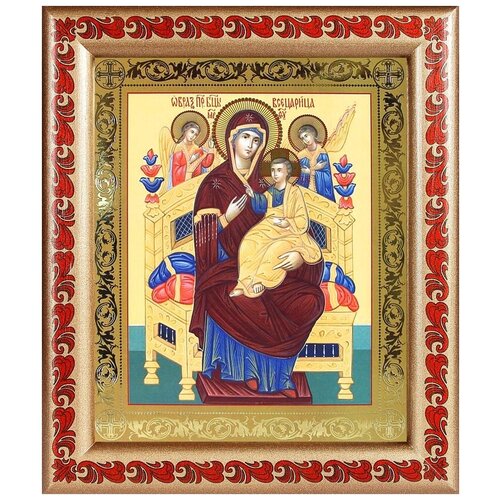 Икона Божией Матери Всецарица, рамка с узором 19*22,5 см икона божией матери всецарица широкая рамка с узором 14 5 16 5 см