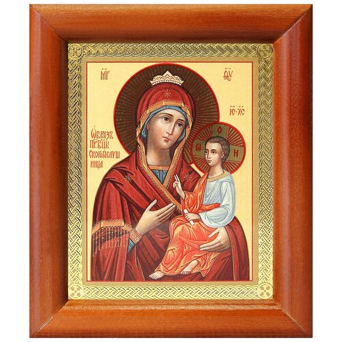 Икона Божией Матери Скоропослушница, деревянная рамка 8*9,5 см