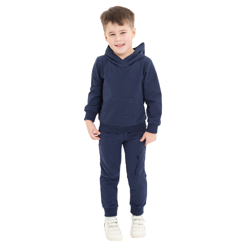 Костюм для мальчика (толстовка/брюки), цвет тёмно-синий, рост 98