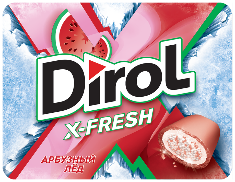 DIROL X-Fresh Арбузный лед жевательная резинка б/с сахара с арбузным вкусом 16г - фотография № 7