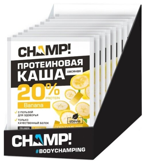 Каша протеиновая Leovit Champ! овсяная банановая (упаковка 10 штук)