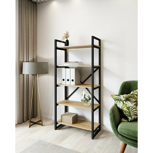 Стеллаж лофт BRUNO 5 полок (150х68х34) Дуб Небраска