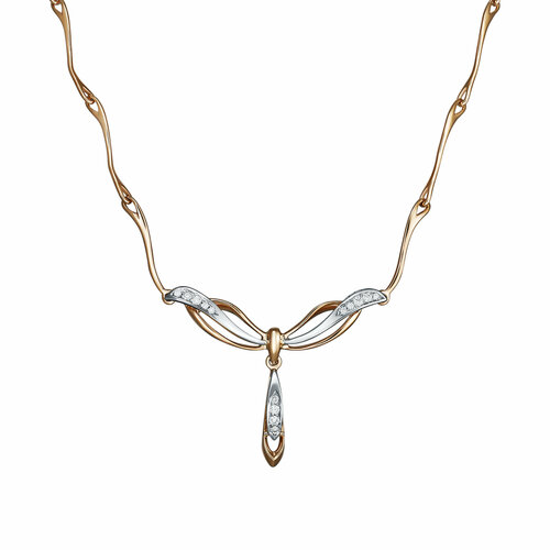 Колье Oriental, комбинированное золото, 585 проба, бриллиант, длина 55 см.