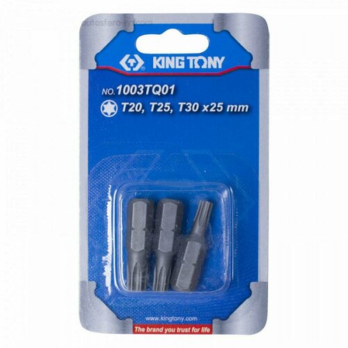 KING TONY 1003TQ01 Набор вставок (бит) 1/4, Torx, Т20, Т25, Т30, 3 предмета KING TONY набор удлинителей 1 4 55 75 100 150мм 4 предмета king tony арт 2104pr