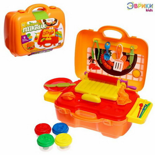 Набор для игры с пластилином Веселый пикник, 4 баночки с пластилином