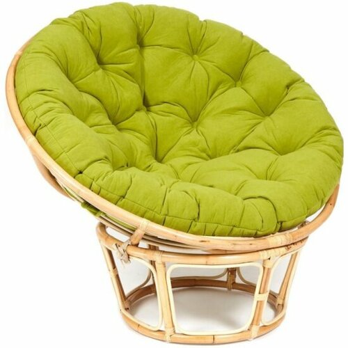 Кресло TETCHAIR PAPASAN ECO P115-1/SP STD состоит из 3 частей / c подушкой, ремешками / Natural (натуральный), флок Олива, 23