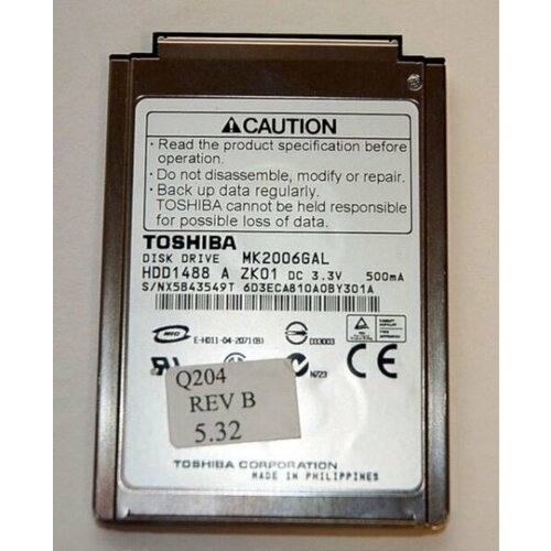 Жесткий диск Toshiba MK2006GAL 20Gb 4200 IDE 18 HDD 753500₽