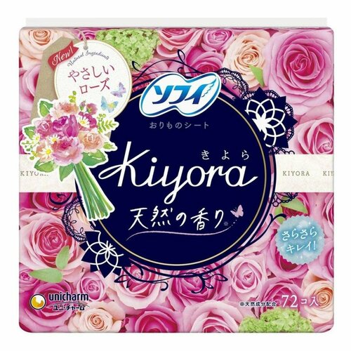 UNICHARM Ежедневные прокладки Sweet Sofy Kiyora Fresh для чувствительной кожи с поглотителем запаха, цветочный аромат, Размер: длина 14 см * ширина 5,5 см, 72 шт