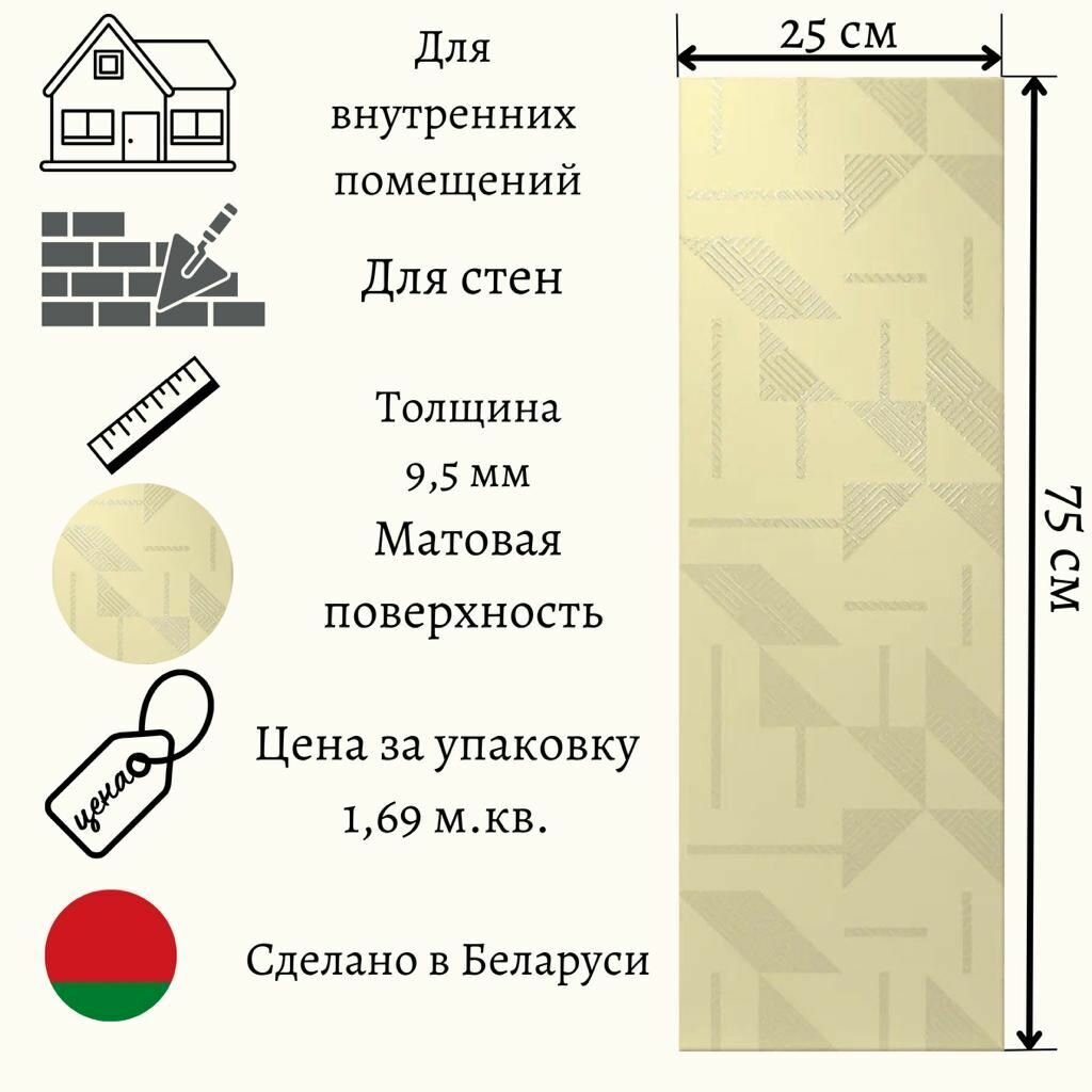 Плитка керамическая Сонет 3Д 75x25 см 1,69 м. кв.