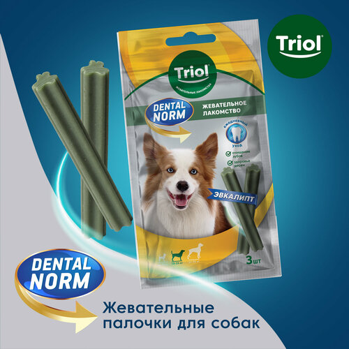 Лакомства для собак средних пород Triol Палочки жевательные с эвкалиптом, 75г (уп.3шт.) серия Dental Norm