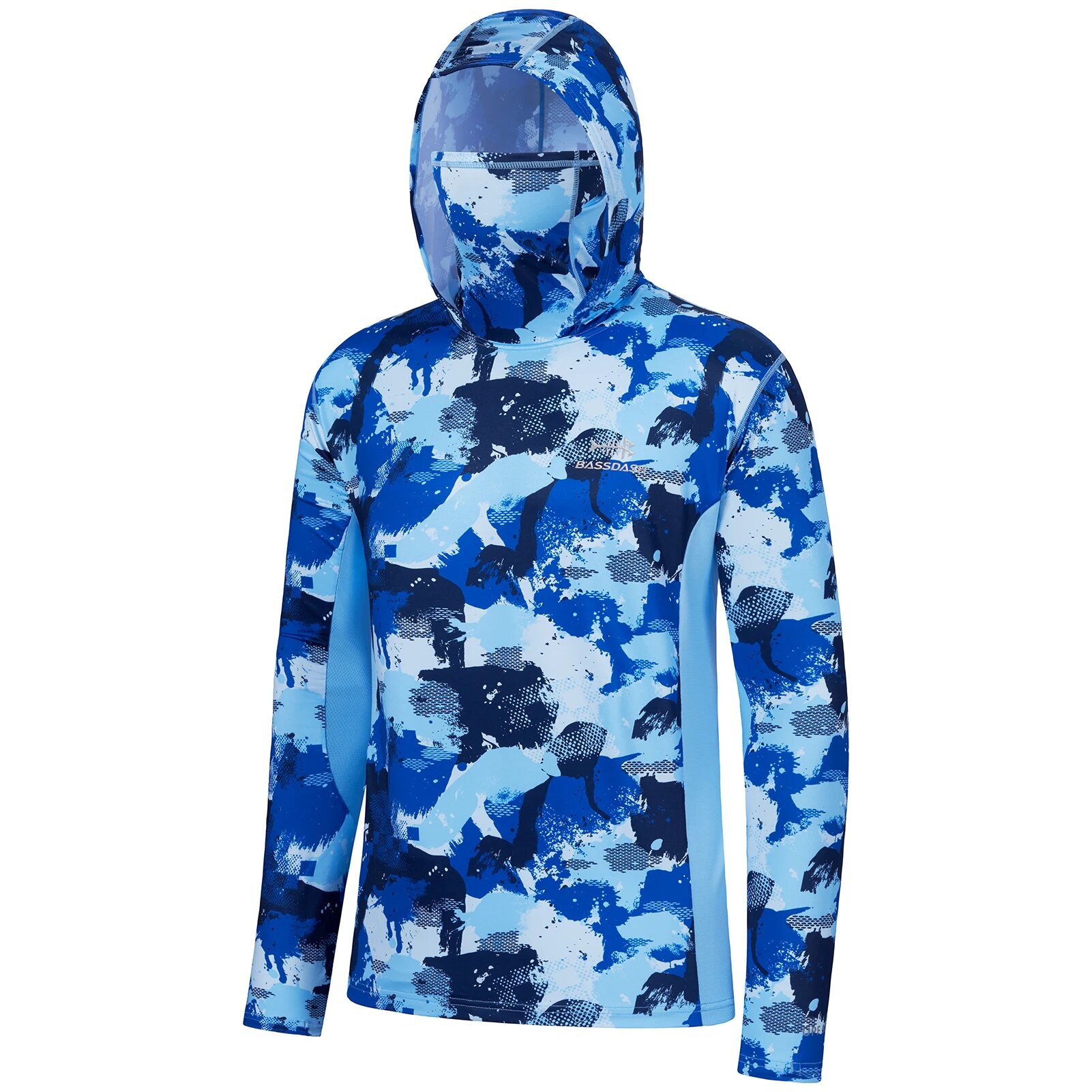 Bassdash Мужская камуфляжная толстовка UPF 50+ XXL, Blue Camo with N G