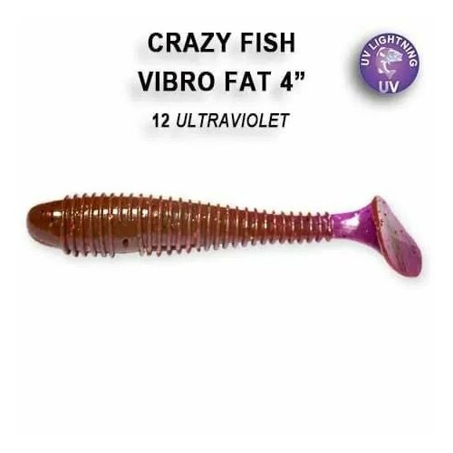 Силиконовые приманки Crazy Fish Vibro fat 4 14-100-12-6, кальмар, 4 шт. Приманка для рыбалки, 100 мм.