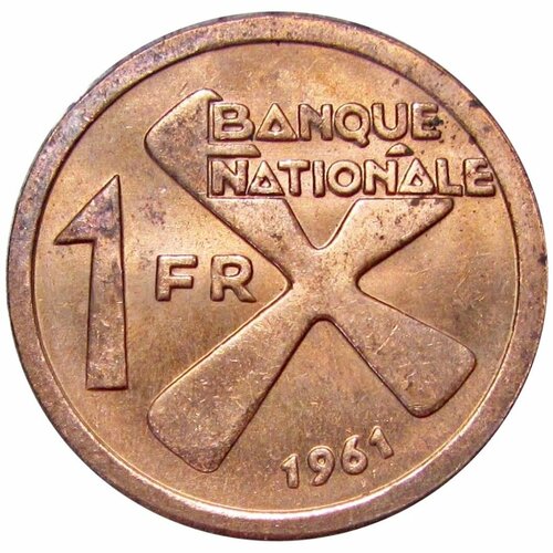 банкнота номиналом 1 франк 1997 года конго 1 франк 1961 Катанга, Блеск