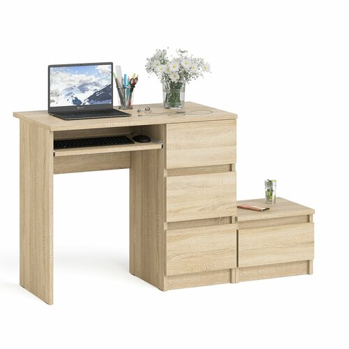 Стол компьютерный СВК Мори МС-6 правое исполнение с тумбочкой 400-1 дуб сонома