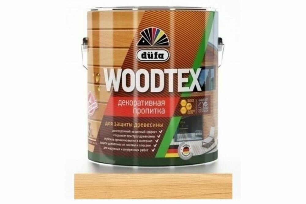 Пропитка Dufa Woodtex 0.9л Сосна для Дерева Алкидная с Твердым Воском в Составе / Дюфа Вудтекс.