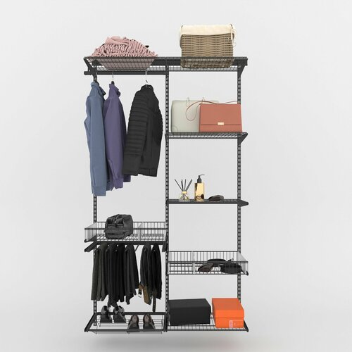 Гардеробная система LIGROOM с выдвижными элементами №1, 1200х400х2022 мм, Черная