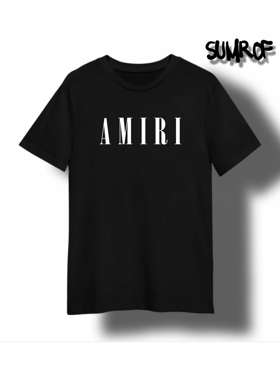 Футболка Zerosell с надписью amiri, размер 4XS, черный