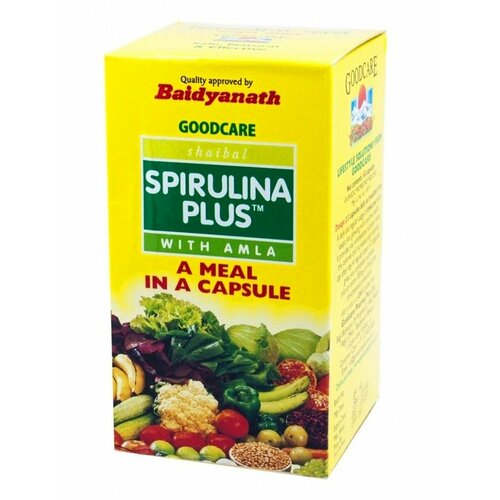 Спирулина плюс Байдьянатх с амлой (Spirulina Plus Baidyanath) для иммунитета и омоложения организма, детокс, 60 капсул