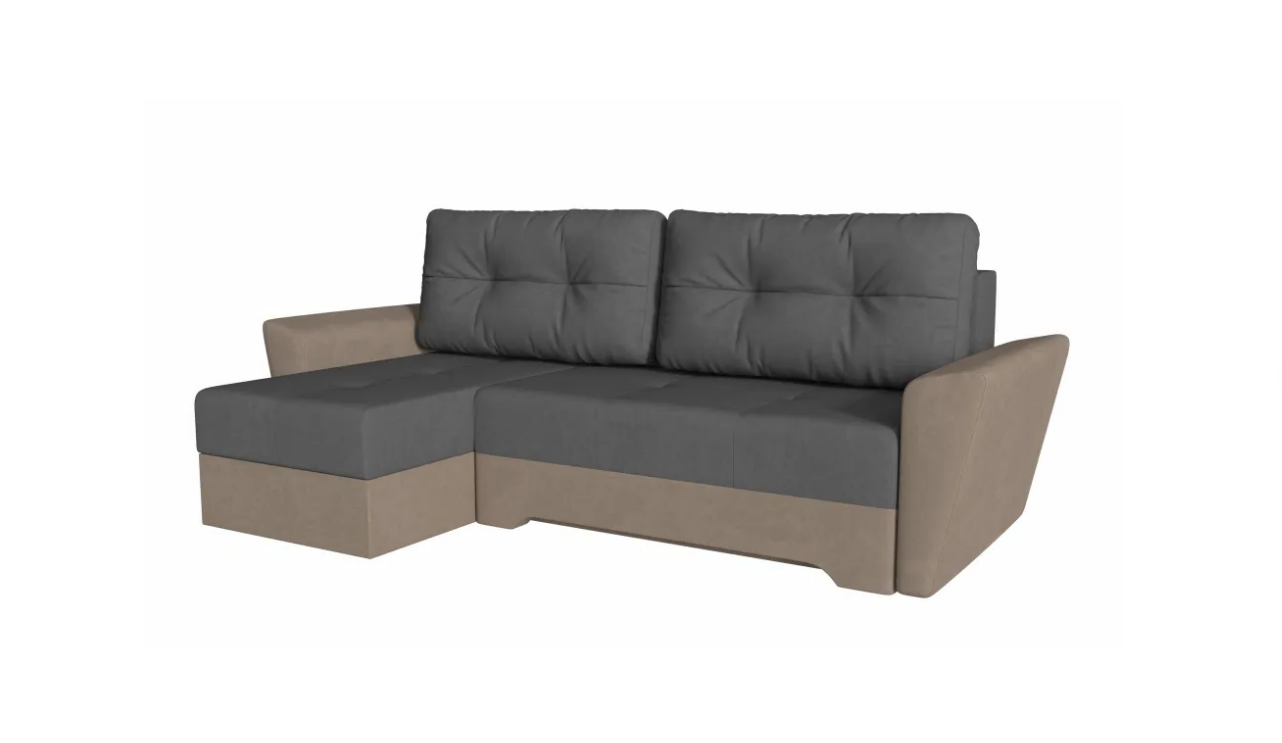 Угловой диван Амстердам Велюр Серый-Темно Бежевый угол левый