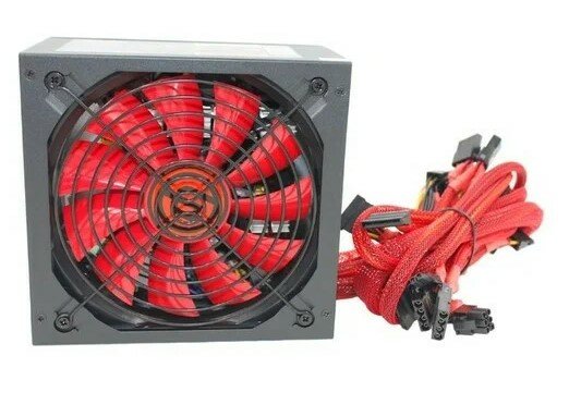 Ginzzu PC500 14CM(Red) 80+ black, APFC,24+4p,2 PCI-E(6+2), 5*SATA, 4*IDE, оплетка, кабель питания, цвет