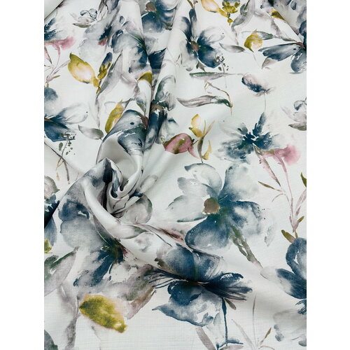 Ткань портьерная для штор 'под лен', 100% полиэстер /Viva текстиль/ с печатным рисунком, высота 2.8 м, на отрез от 1 метра, ткань отправляется единым метражом в одном заказе