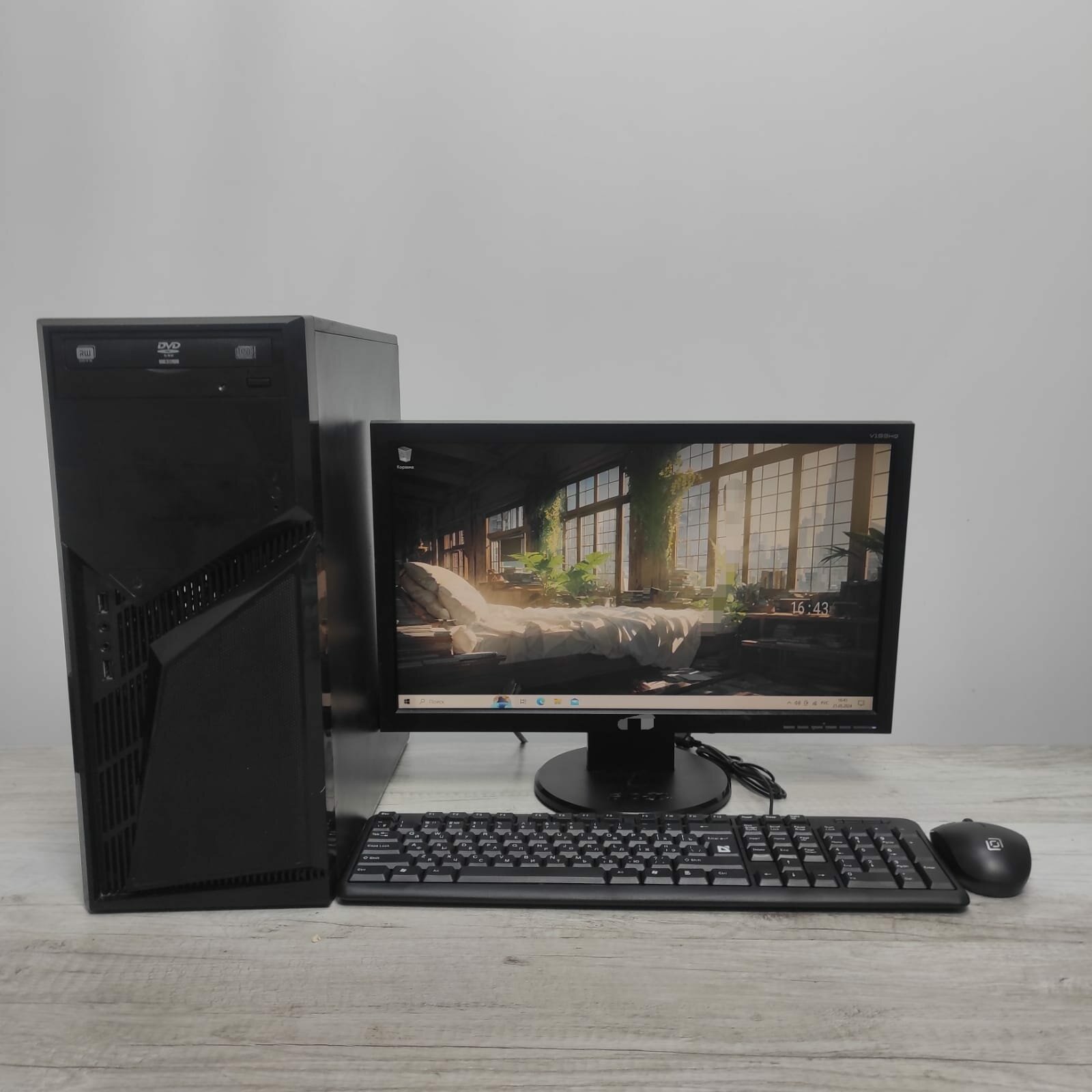 Системный блок + монитор 19" (Intel Core i3-2100 ОЗУ-8ГБ DDR3, HDD-500 ГБ, Windows 10)
