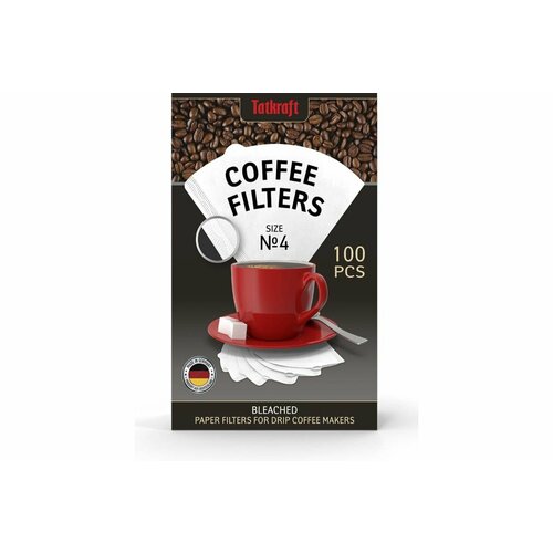 Бумажные фильтры для кофеварки Tatkraft отбеленные 4 одноразовые 100 шт 13810 1019₽