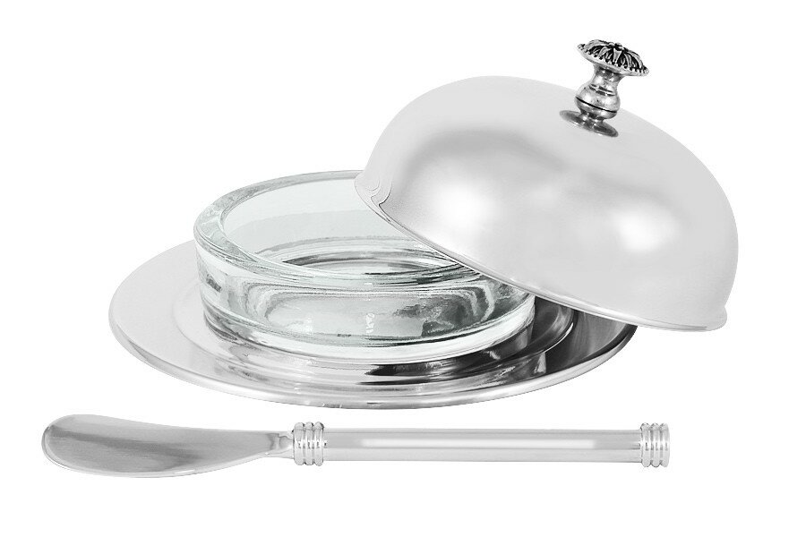 Масленка Британи, крышка, нож (Regent Silverware, страна Китай)