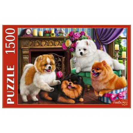 Puzzle-1500 "Милые шпицы" (Ф1500-0642) Рыжий кот - фото №4