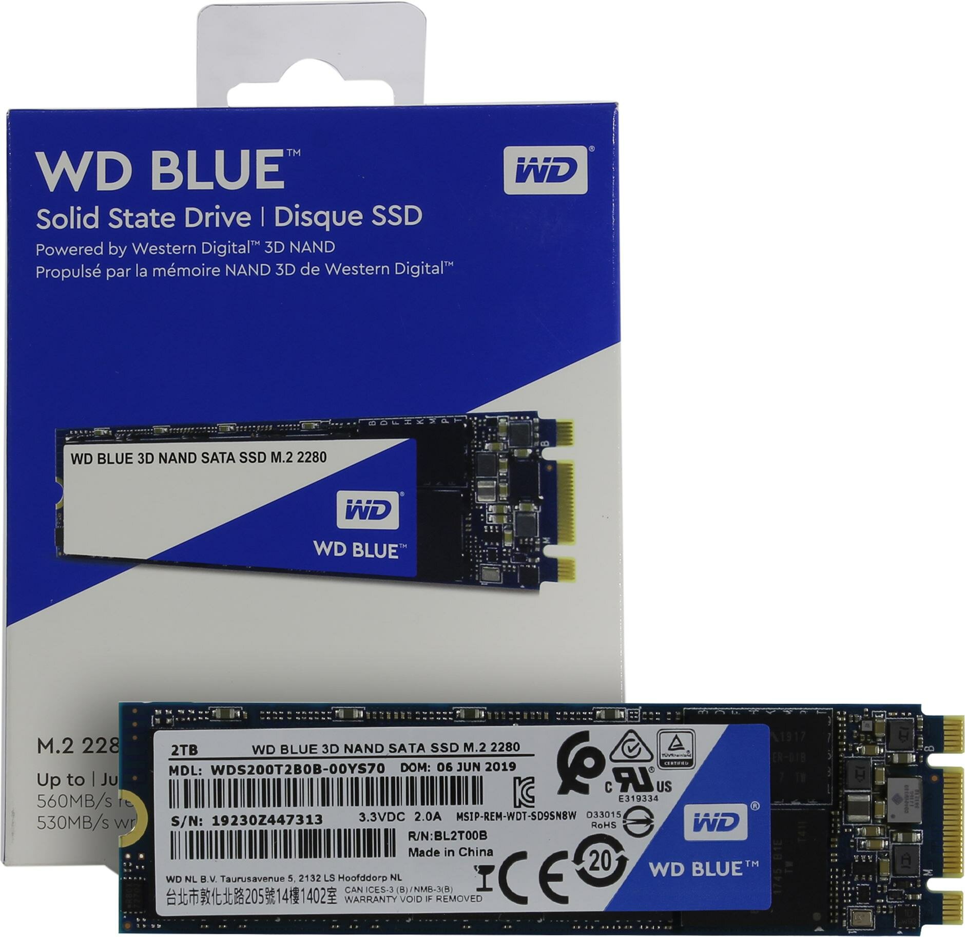 Твердотельный накопитель Western Digital WD Blue 2 ТБ SATA WDS200T2B0B