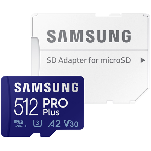 Карта памяти MicroSDXC Samsung Pro Plus 512 Gb 180/130 МБ синий, белый