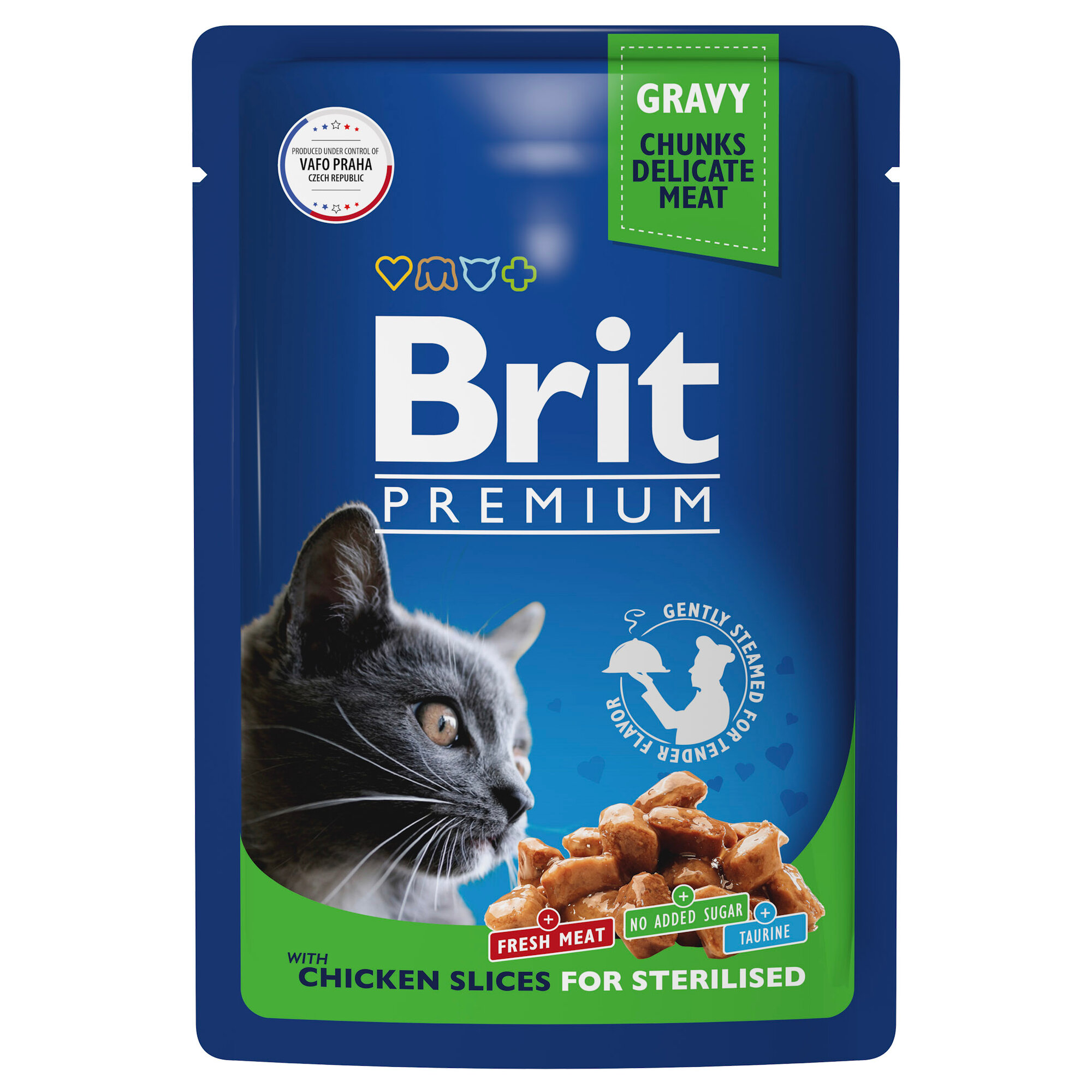 BRIT Premium Cat Sterilised Корм влаж. цыпленок в соусе д/стерилизованных кошек пауч 85г