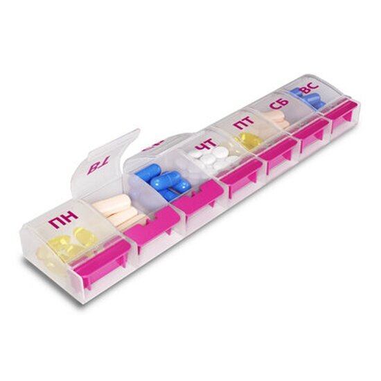 Картинки Таблетница Daswerk Контейнер-органайзер для лекарств и витаминов "7 дней/1 прием MAXI", , 631024