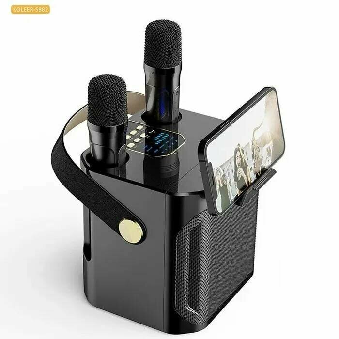 Караоке система с двумя микрофонами Koleer S882 (10W/TF/USB) черный
