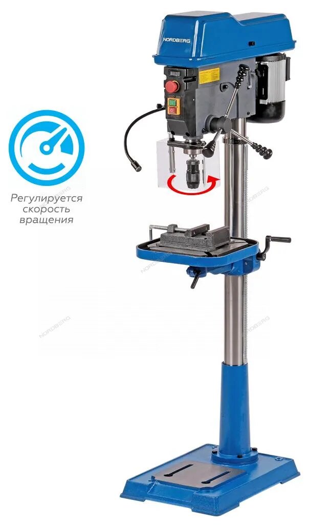 ND25111V Станок сверлильный (1100Вт, 25мм, вариатор скорости, тиски) NORDBERG ND25111V