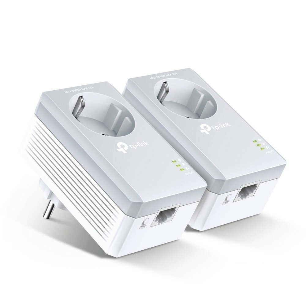 TP-Link Комплект адаптеров Powerline TL-PA4010P KIT AV600 со встроенной розеткой