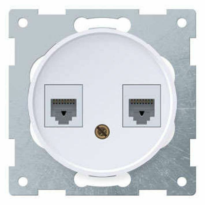 Механизм розетки комп. + телеф.2-м СП Florence RJ11/RJ45 кат.5e бел. 1E20801300 OneKeyElectro 217277