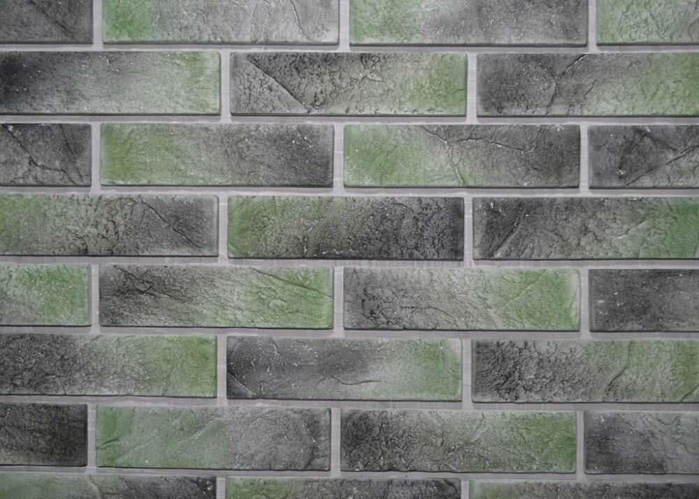 Декоративный Кирпич Русский Камень Старый Зелёный Лофт Артикул 08.31 Ш24.2хВ6.2хТ0.9 см 1м2.