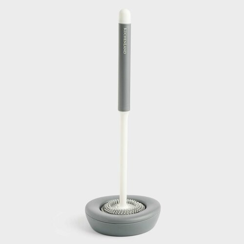 Ерш туалетный 36 см с подставкойподвижной платформой резинапластик серо-белый Click 245₽