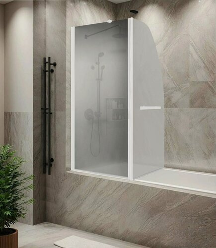 Изображение товара Шторка для ванной PARLY F03F (130x120), стекло матовое, профиль белый