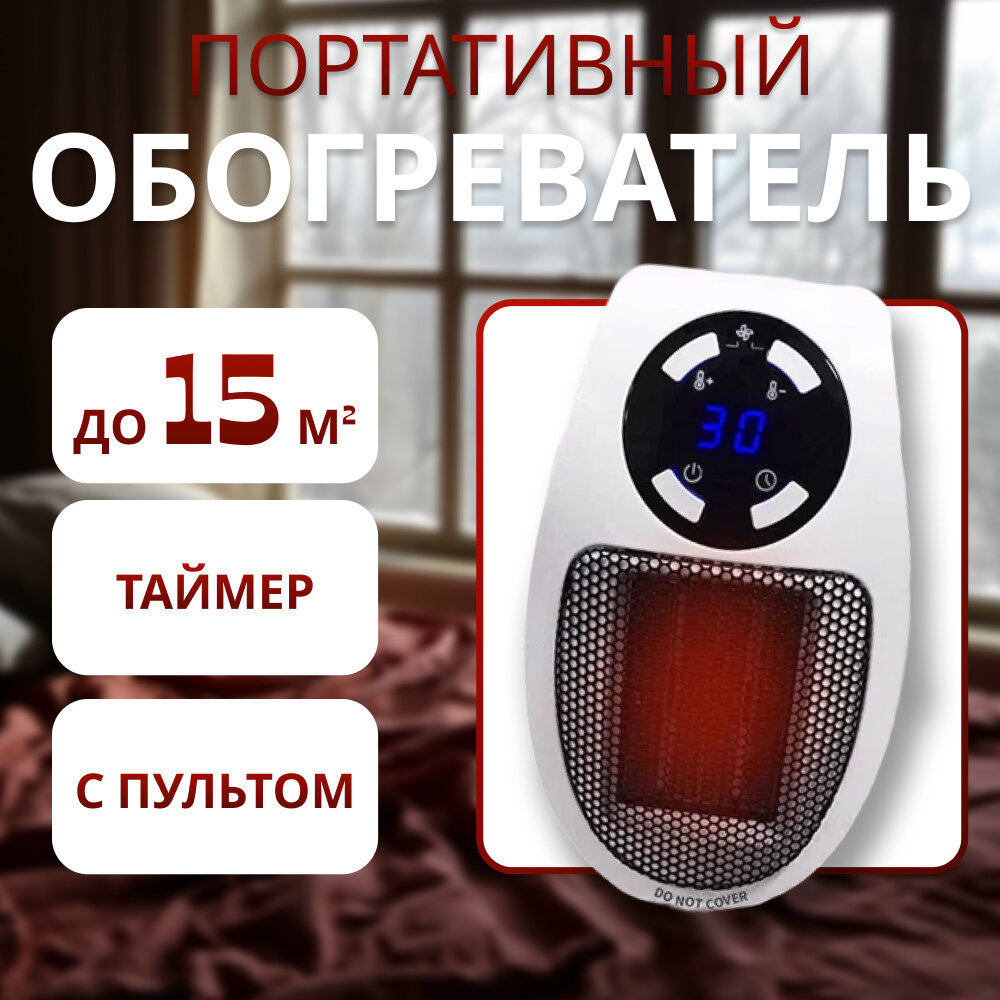 Мини обогреватель  настенный  с пультом  регулировка температуры  защита от перегрева  цвет белый