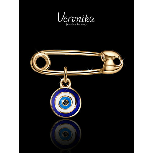 фото Брошь veronika, серебро, 925 проба, золочение, эмаль, , золотистый