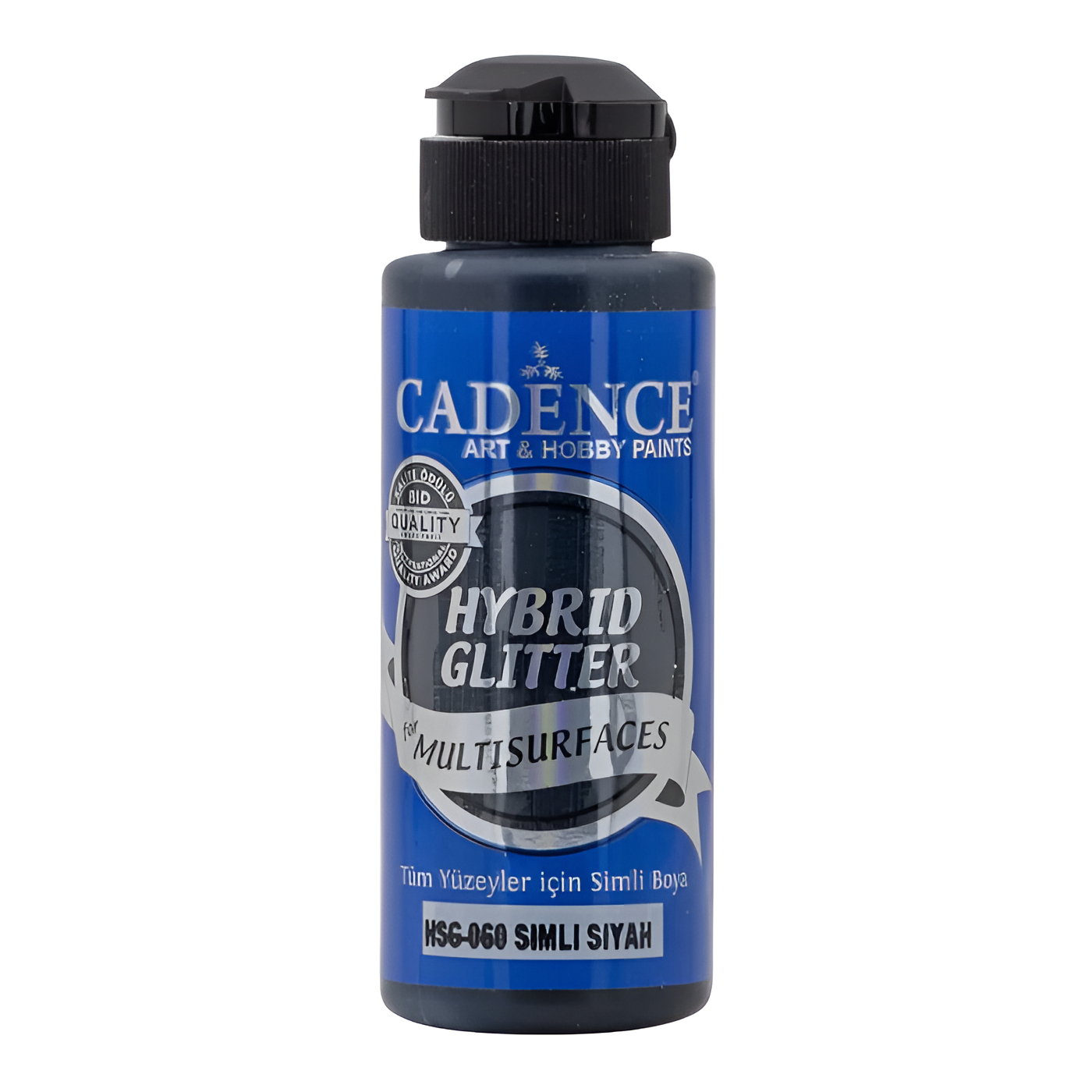 Акриловая краска Cadence Hybrid Glitter Acrylic Paint, 120 ml. Black HSG-060 с серебристыми блестками