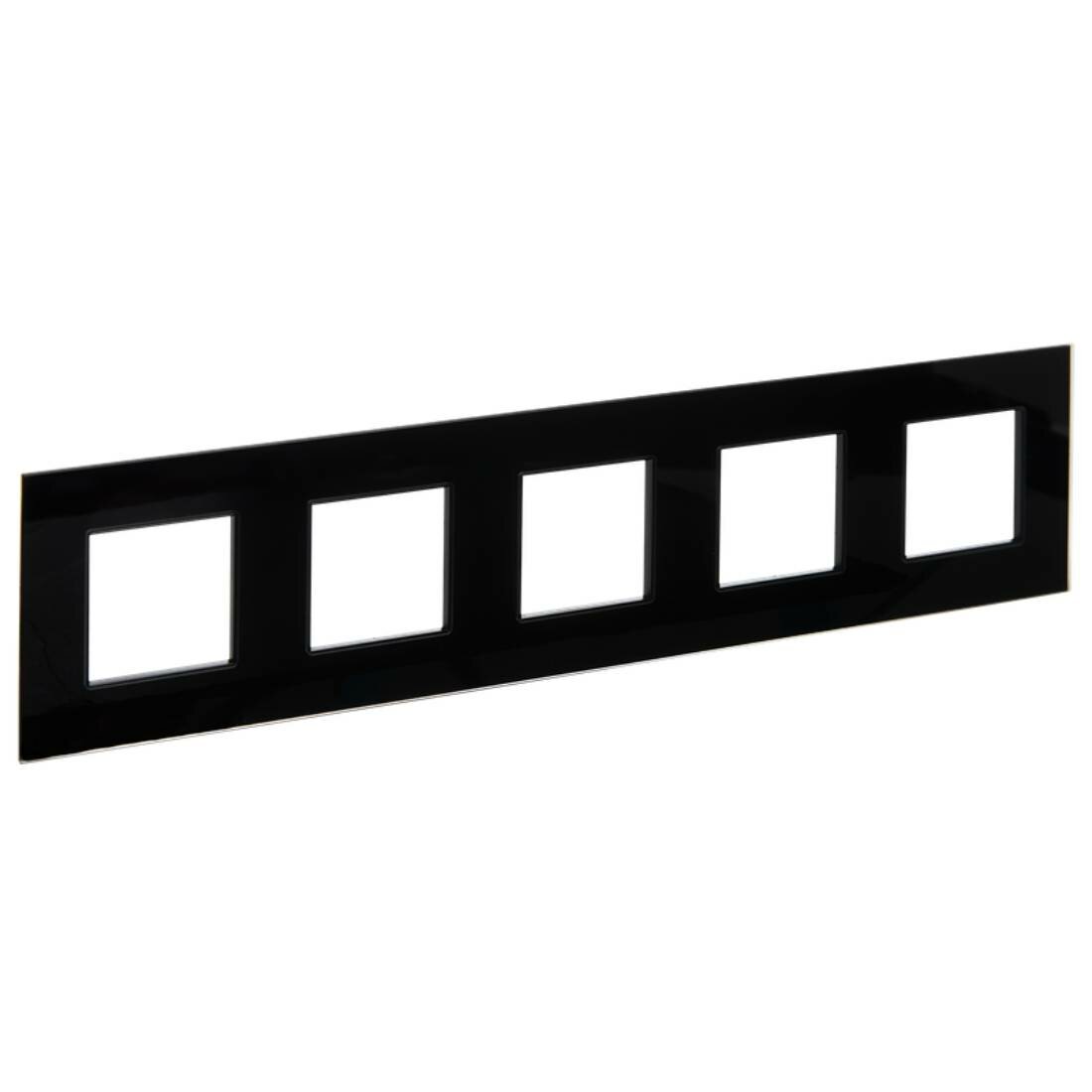 Рамка 5-постовая IEK SKANDY черный SK-F25Bl стеклянная SK-M52-G-K02